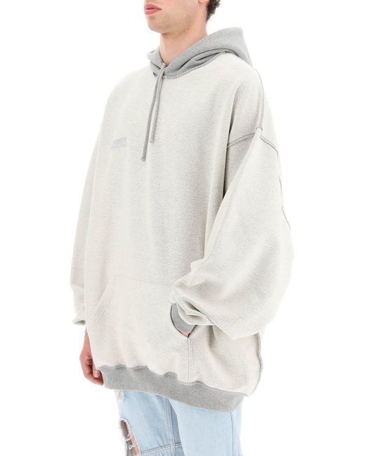 Vetements White Inside-Out Logo Embroidered Hoodie for men