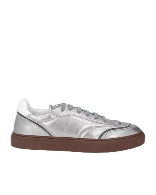 Brunello Cucinelli Gray Minimalist Lowtop Leather Shoes