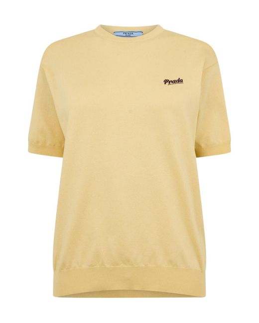 Prada Yellow Short-Sleeved Knit Top