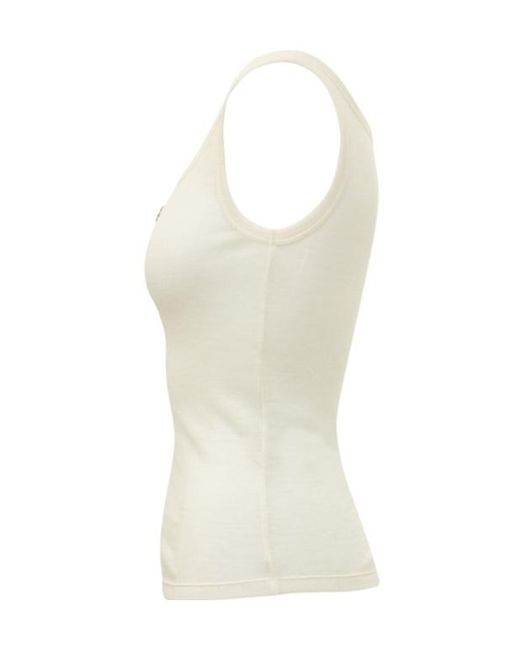 Versace Natural Embellished Ribbed Sleeveless Top