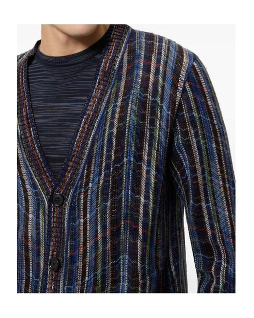 Missoni Black Zigzag-Knit Button-Up Cardigan for men