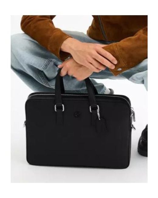 COACH Black Caden Top Handle Leather Briefcase for men