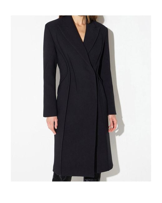 Elisabetta Franchi Black Tailored Asymmetric Coat
