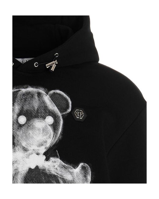 Philipp Plein Black Rx Teddy Bear Hooded Sweater for men