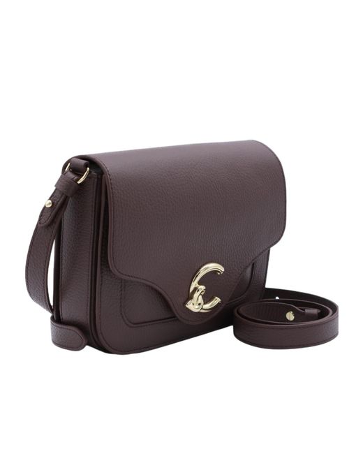 Coccinelle Purple Flap Logo Shoulder Bag