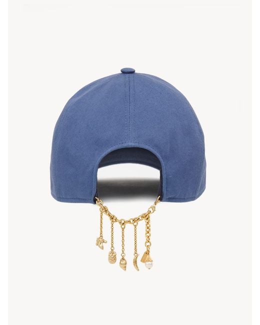 Chloé Blue Chloé Logo Embroidered Charm Detailed Cap