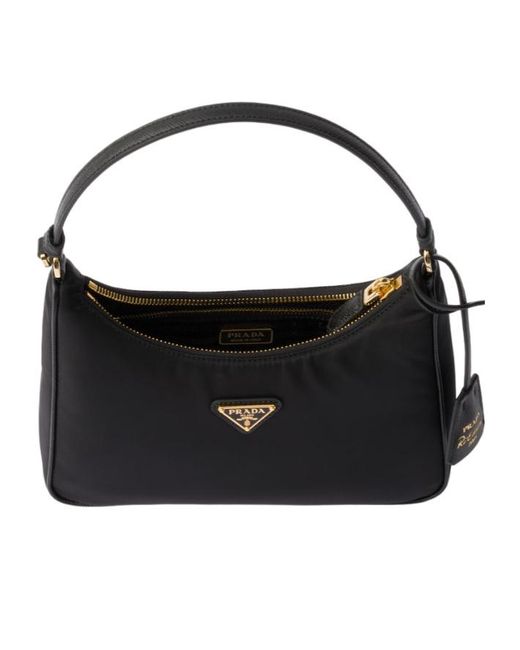 Prada Black Mini Re-Edition 2005 Re-Nylon Logo Detail Handbag