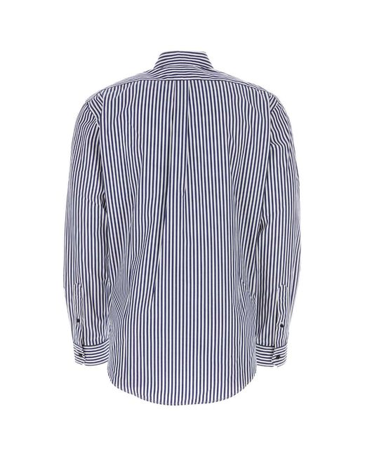 Y. Project Blue Logo Embroidered Striped Poplin Shirt for men