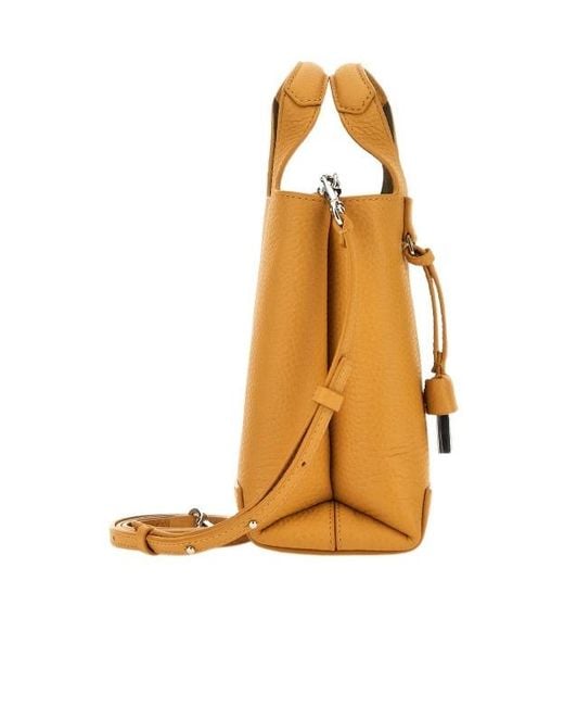 Hogan Orange Logo Embossed Top Handle Bag