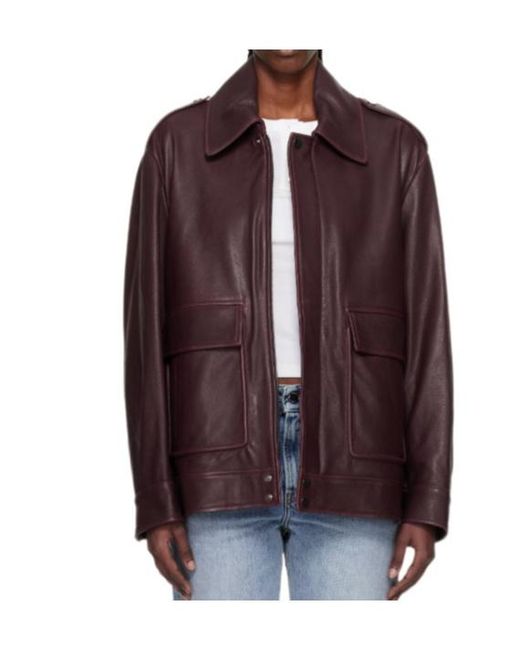 Nour Hammour Brown Long-Sleeved Leather Jacket