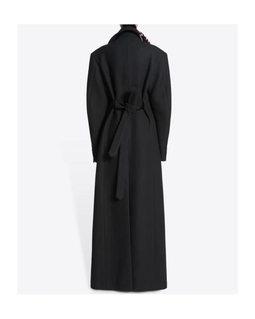 Dries Van Noten Black Whipstitch-Embellished Self-Tie Coat