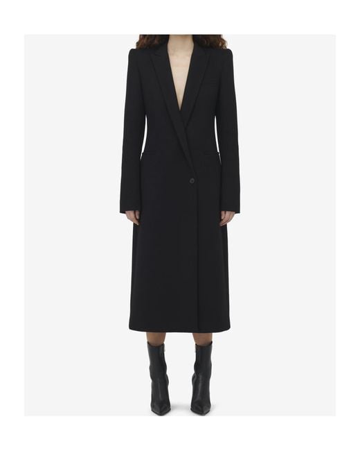 McQueen Black Stacked Shoulder Tailored Coat