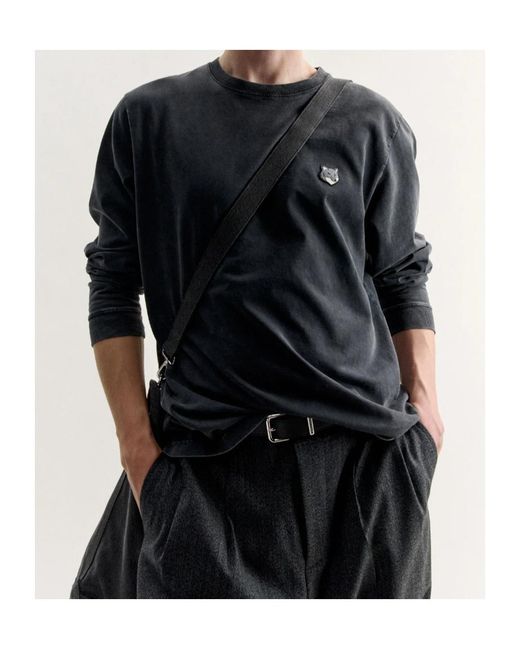 Maison Kitsuné Blue Maison Kitsuné Fox Head Patch Long-Sleeved T-Shirt for men