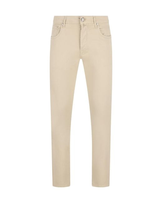 Jacob Cohen Natural Bard Logo Patch Slim-Fit Jeans for men