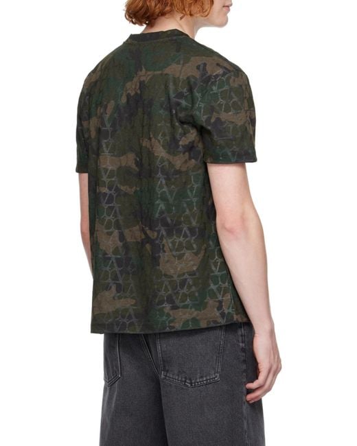 Valentino Green All-Over Logo Patterned Crewneck T-Shirt for men