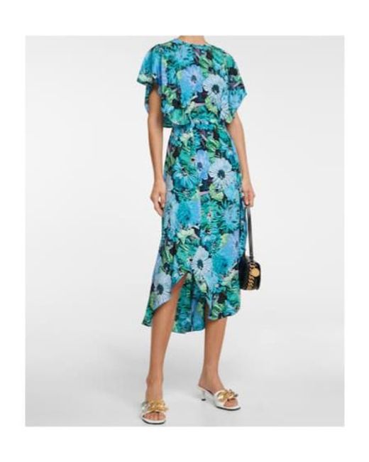 Stella McCartney Blue Floral Silk Maxi Dress