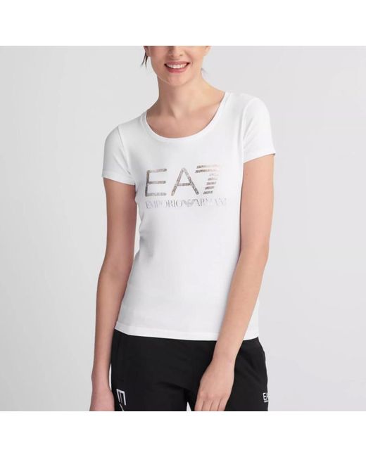 EA7 White Logo Printed T-Shirt