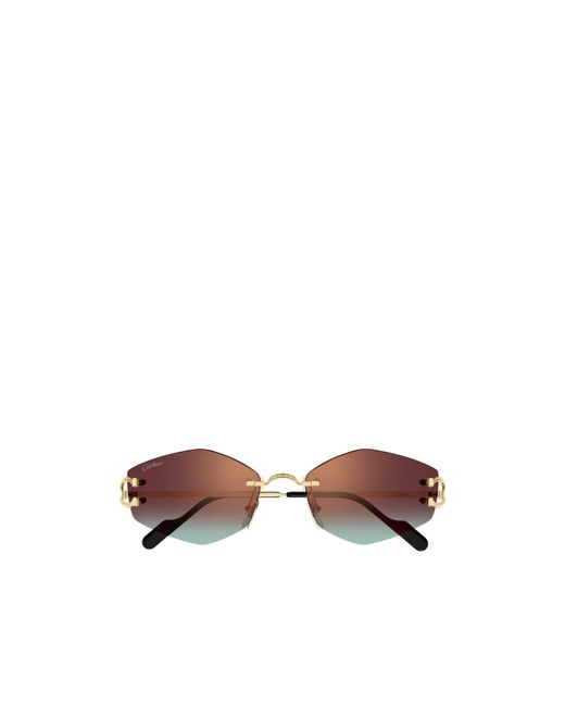 Cartier Brown Rimless Irregular Sunglasses for men