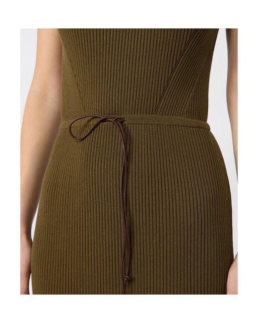 Max Mara Green Rib-Knit Cotton And Viscose Yarn Dress
