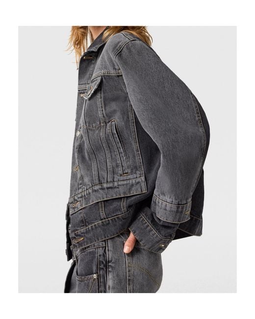 Stella McCartney Gray Tonal Paneled Denim Jacket
