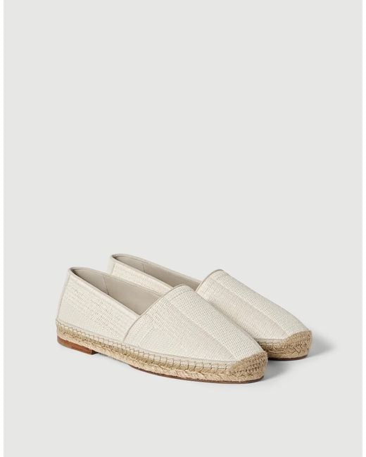 Brunello Cucinelli White Techno Raffia And Suede Espadrilles With Piping for men