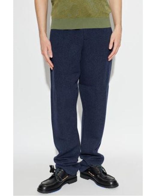 Etro Blue Arnica Motif Jacquard Jogging Trousers for men