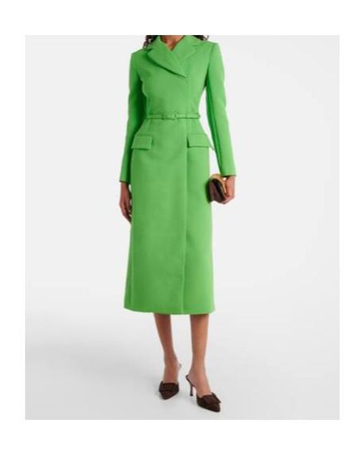 Emilia Wickstead Green Kalonice Wool Crêpe Midi Dress