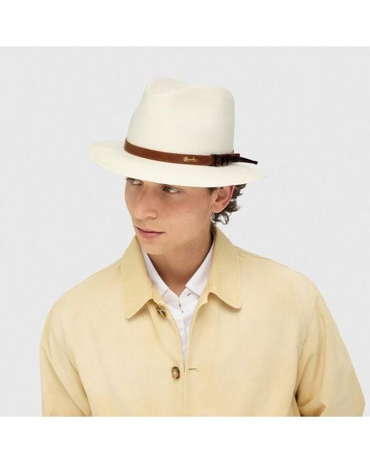 Borsalino White Country Panama Extra-Fine Wide-Brim Hat for men