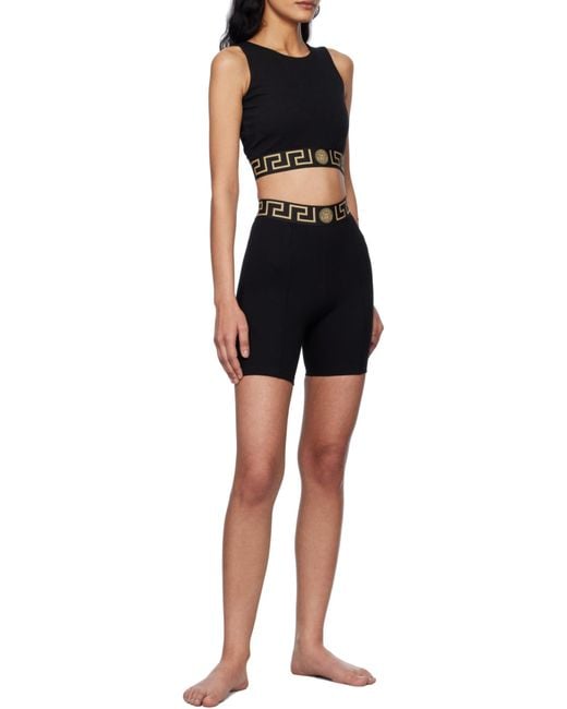 Versace Black Greca-Border Shorts