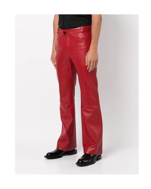 Ernest W. Baker Red Casual Trousers With Belt Loops for men