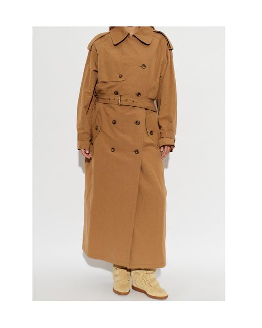 Isabel Marant Brown Violette Double-Breasted Trench Coat