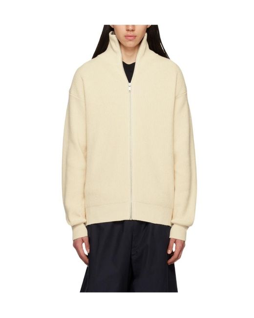 Jil Sander Natural Zip-Up Knitted Cardigan for men