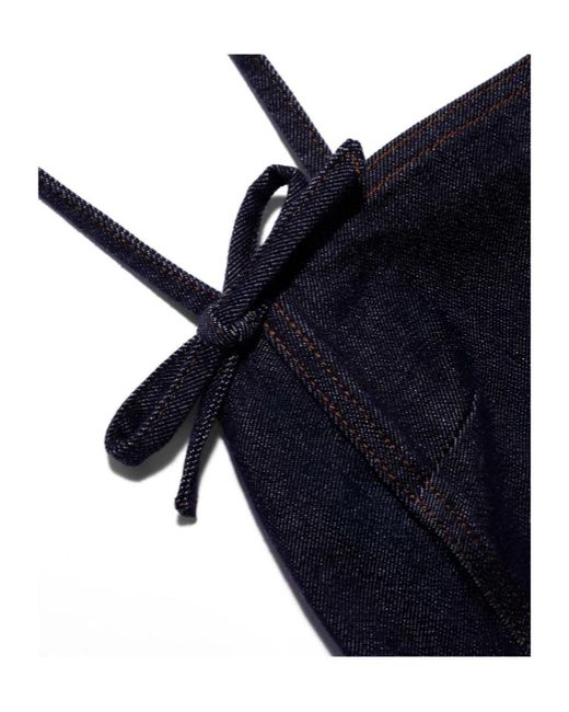 Self-Portrait Black Denim Bow Playsuit