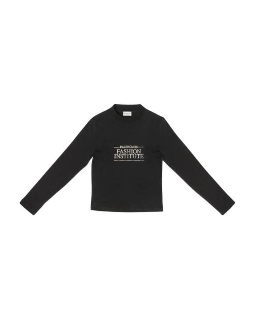 Balenciaga Black Fashion Institute Fitted Long Sleeve T-Shirt for men