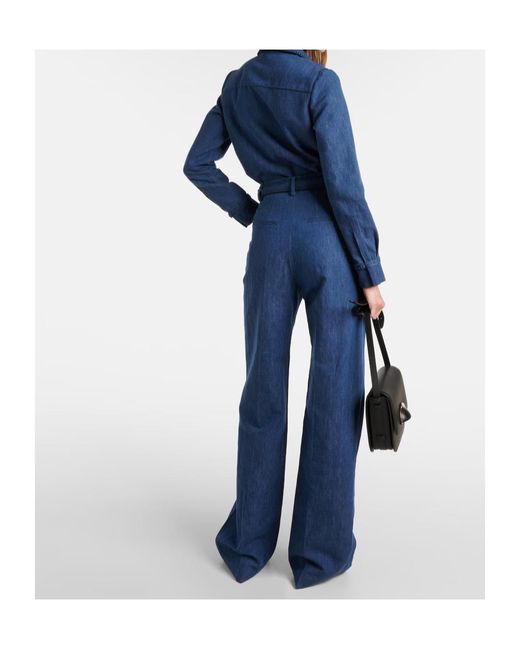Gabriela Hearst Blue Norman Cotton And Linen Wide-Leg Pants
