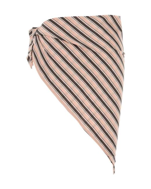 Prada White Embroidered Striped Sarong