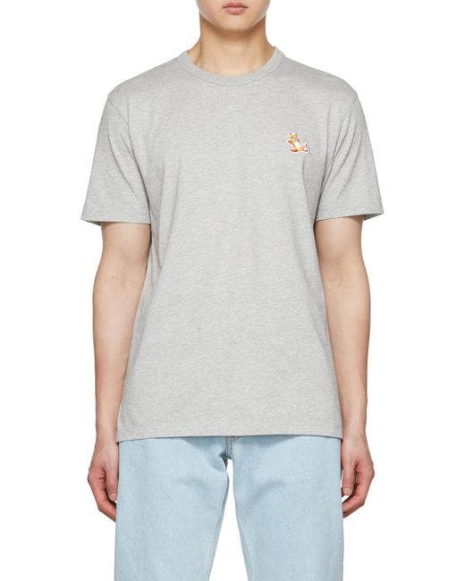 Maison Kitsuné Gray Maison Kitsuné Chillax Fox Patch T-Shirt for men
