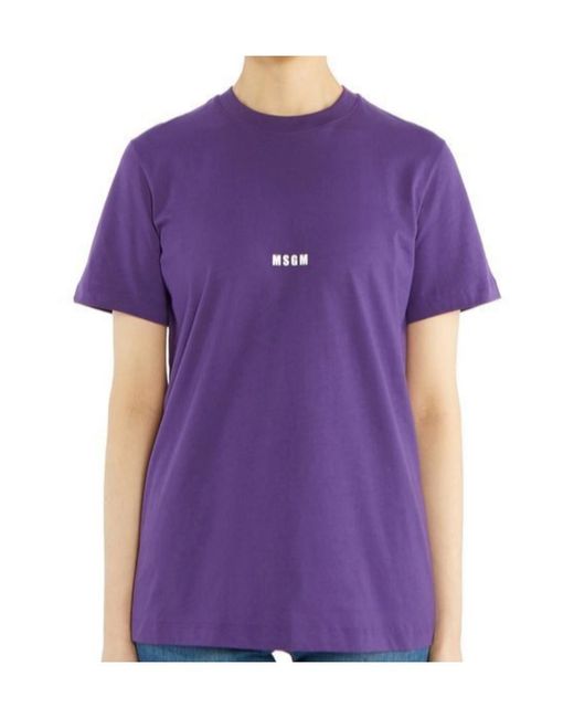 MSGM Purple Logo Details T-Shirt