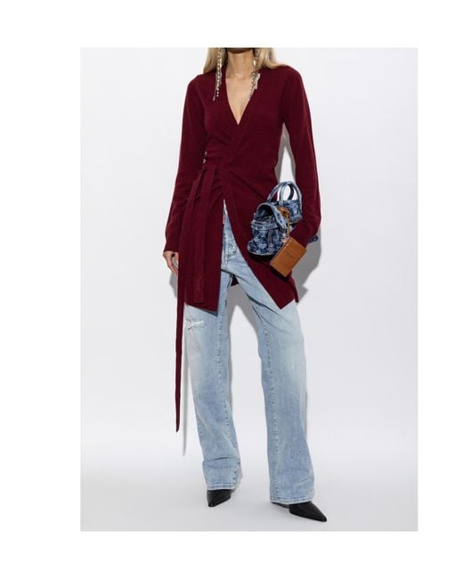DSquared² Red V-Neck Tie-Front Dress
