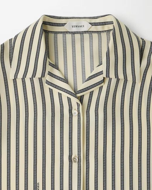 Versace Gray Printed Silk Twill Shirt