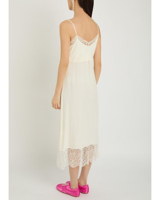 Simone Rocha White Lace-Trimmed Crepe-De-Chine Midi Dress