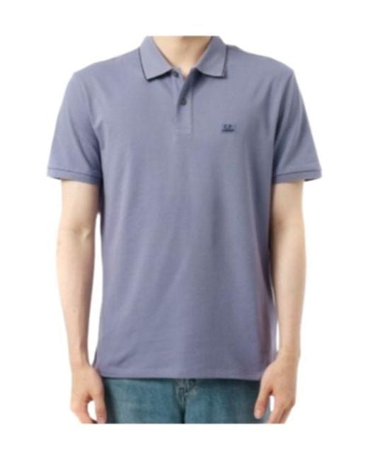 C P Company Blue Double-Button Polo Shirt for men