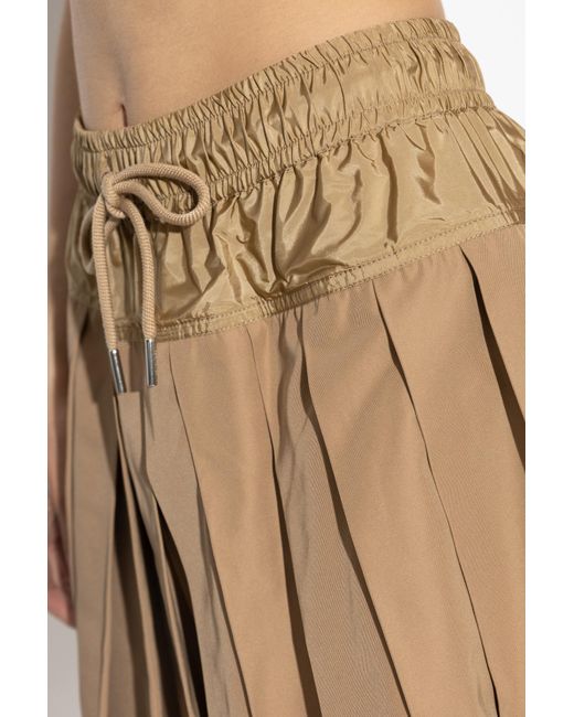 Moncler Natural Elastic Waist Pleated Skirt