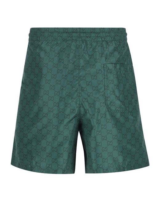 Gucci Green Monogrammed Drawstring Swimwear for men