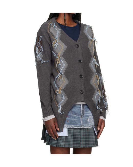 ANDERSSON BELL Gray Diamond Pattern Cardigan