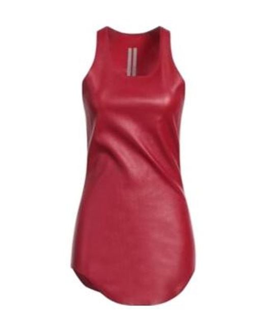Rick Owens Red Sleeveless Square-Neck Tank Top