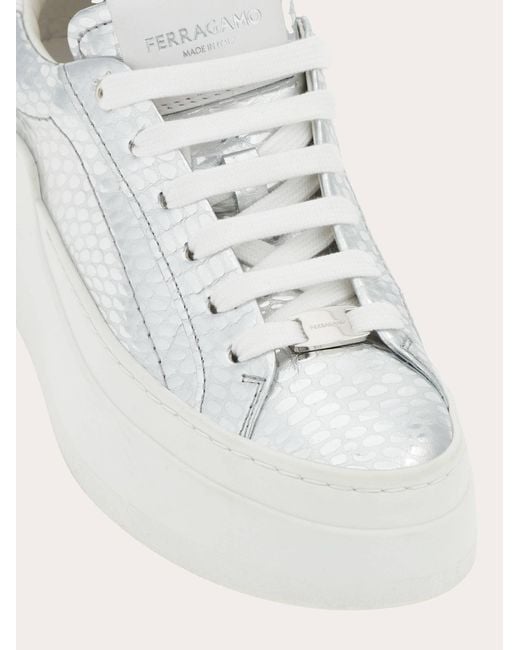 Ferragamo White Lace Up Sneakers