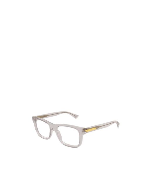 Bottega Veneta White Eyewear Rectangle Frame Glasses for men