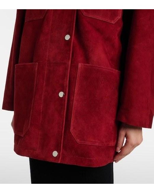 Nour Hammour Red Barn Leather-Trimmed Suede Jacket