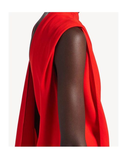 Balenciaga Red Silk-Wool Draped Maxi Dress